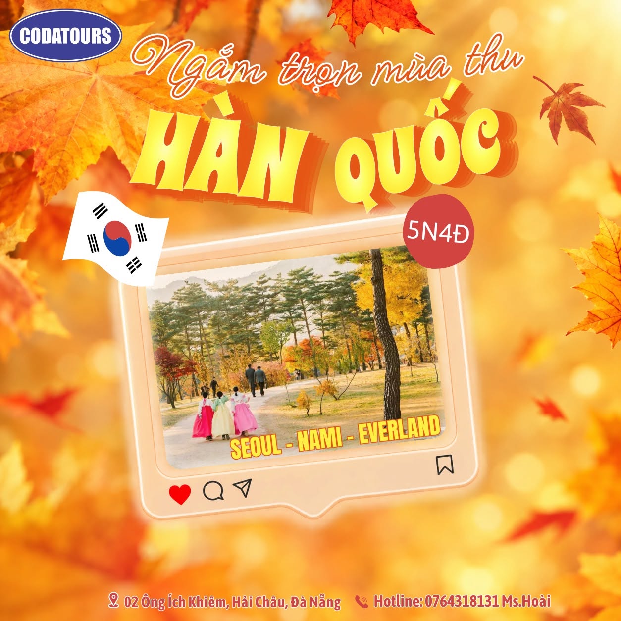 MÙA THU HÀN QUỐC (SEOUL – ĐẢO NAMI – EVERLAND – STARFILDE)